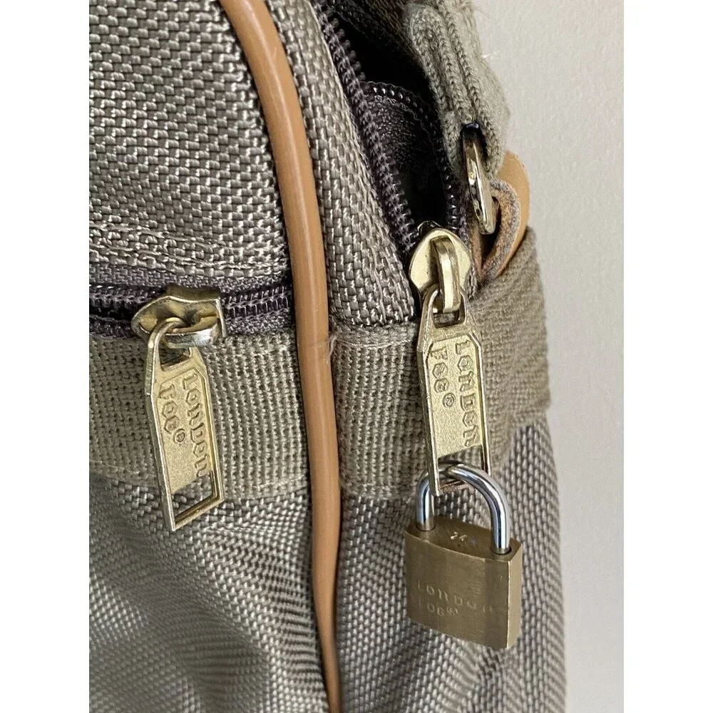 London Fog Shoulder Messenger Luggage Travel Bag Brown Multi Compartment Vintage